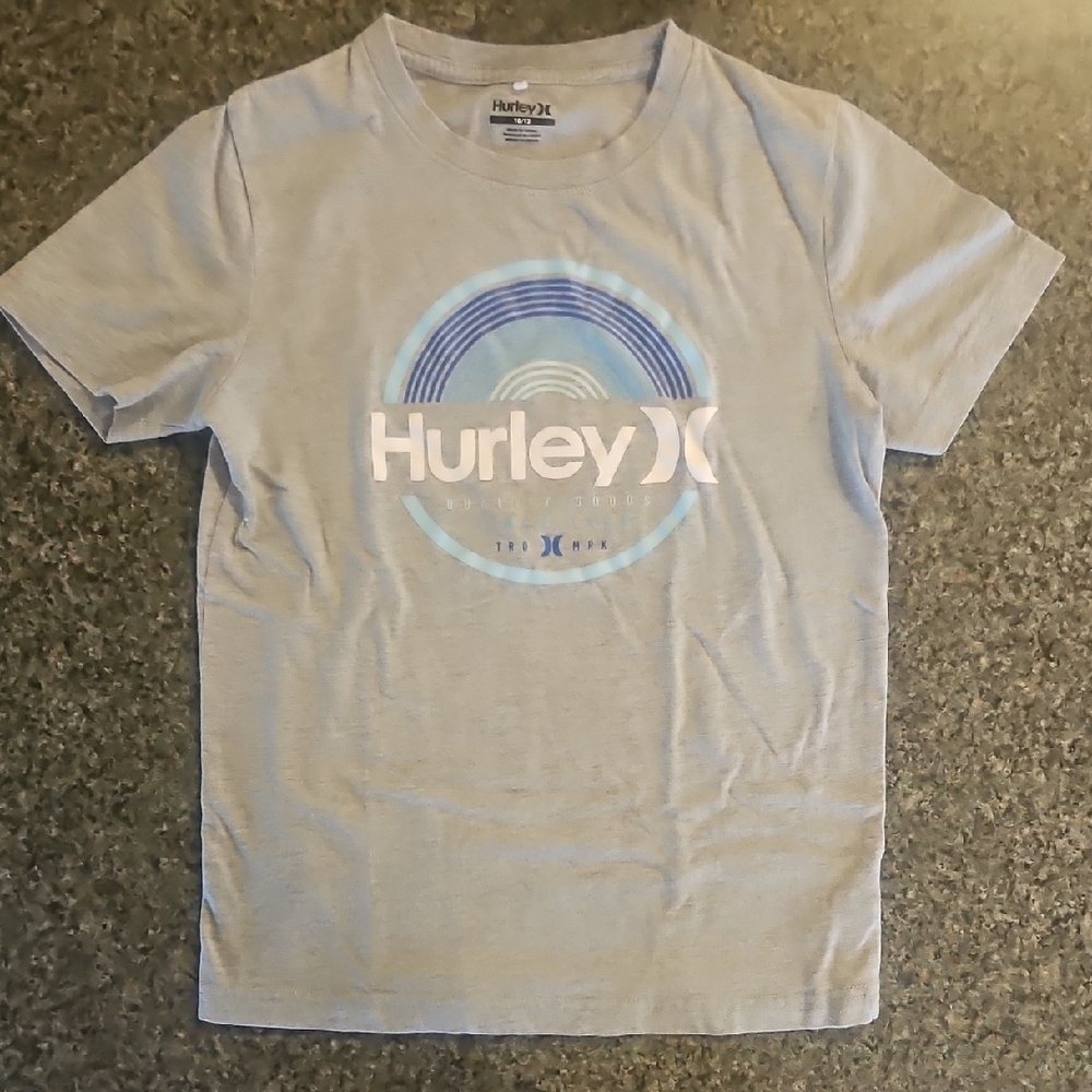 Hurley Light Gray Tee with Blue Circle Design